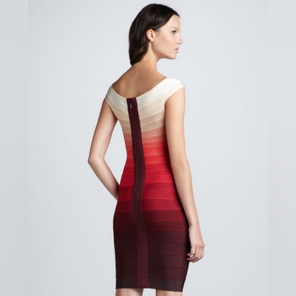 Herve Leger Bridget Ombré red dress size medium Authentic - Picture 4 of 13